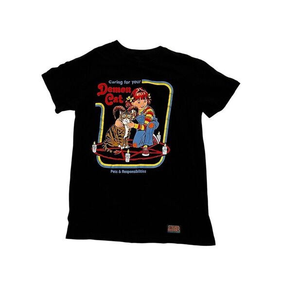 Steven Rhodes Demon Cat T-Shirt Black Size Small Women‎ Men Great Shape 226 - Picture 1 of 4